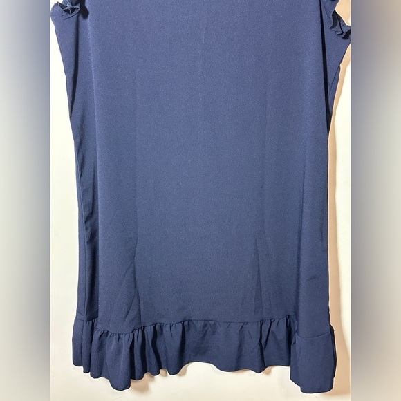 Navy Ruffle Sleeve Women's V-neck Ruffle Hem size XL Flowy Festival Boho - Picture 3 of 6